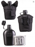 BLACK US PLASTIC CANTEEN W.CUP AND COVER