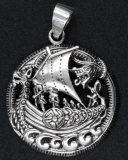 925 sterling silver amulet - viking ship