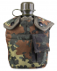 Feldflasche mit Alu Becher und wattierter Hülle, flecktarn
